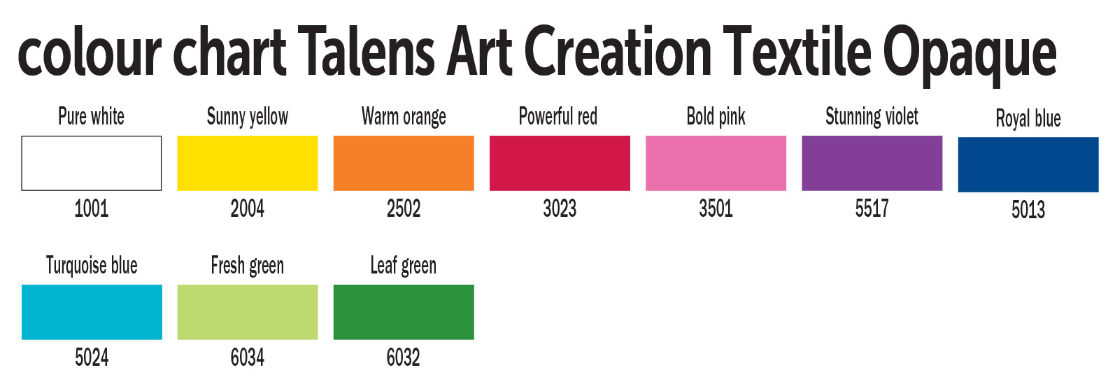 TAC Textile opaque colour chart